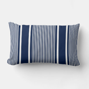 Navy Blue Striped Pillow Lendenkissen