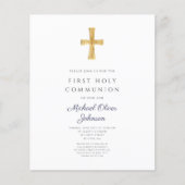 Navy Blue Stripes Boy Einladung zur ersten Kommune (Vorderseite)