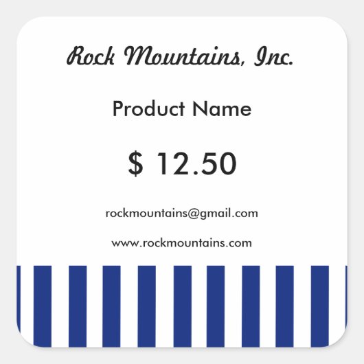 Navy Blue Stripes Executive Price Tag Stickers (Vorderseite)