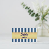 Navy Blue Stripes Gold Bar Stylist Visitenkarte (Stehend Vorderseite)