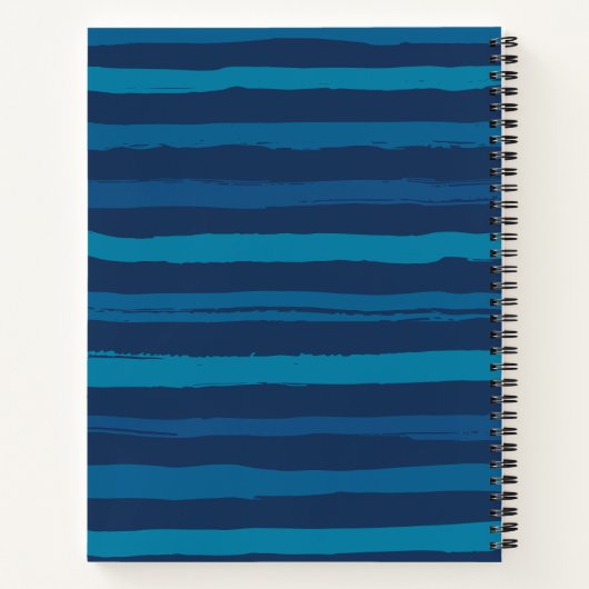 Navy Blue &  Stripes Personalized Names Notizblock (Rückseite)