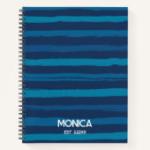Navy Blue & Stripes Personalized Names Notizblock (Vorderseite)