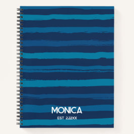 Navy Blue &  Stripes Personalized Names Notizblock
