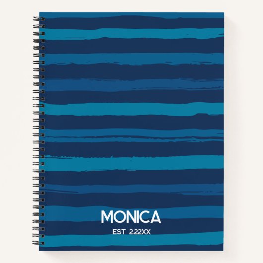 Navy Blue &  Stripes Personalized Names Notizblock (Vorderseite)