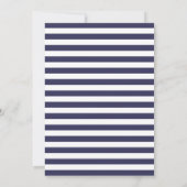 Navy Blue Stripes Religious Boy Christening Einladung (Rückseite)