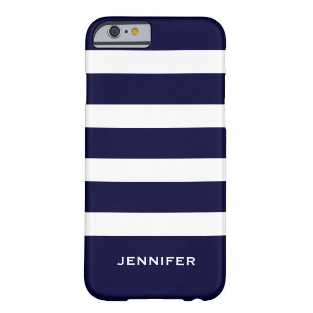 Navy Blue Stripes veränderbarer weißer Hintergrund Case-Mate iPhone Hülle (Rückseite)