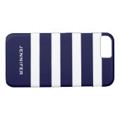 Navy Blue Stripes veränderbarer weißer Hintergrund Case-Mate iPhone Hülle (Rückseite (Horizontal))