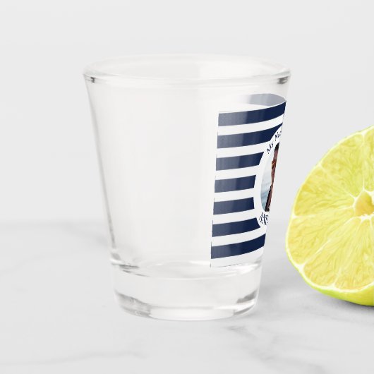 Navy Blue Striping Nautical Foto Shot Glass Schnapsglas (Links)