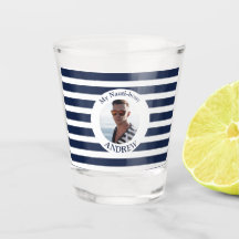 Navy Blue Striping Nautical Foto Shot Glass