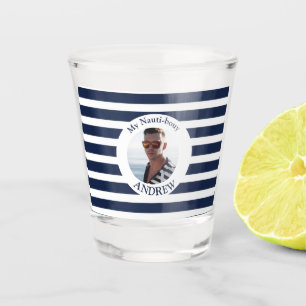 Navy Blue Striping Nautical Foto Shot Glass Schnapsglas