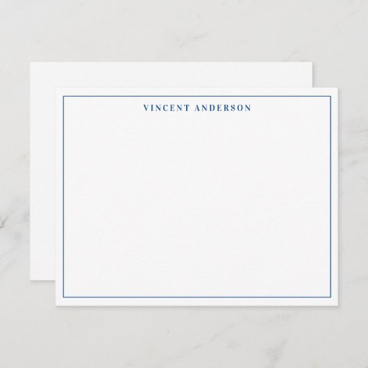 Navy Blue Stylish Classic Typografy Thin Border Mitteilungskarte (Vorne/Hinten)