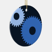 Navy Blue stylish Maschine cogs Keramikornament (Rechts)