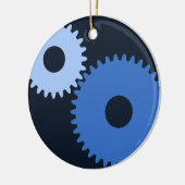Navy Blue stylish Maschine cogs Keramikornament (Links)