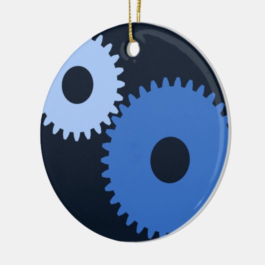 Navy Blue stylish Maschine cogs Keramikornament (Links)