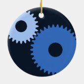 Navy Blue stylish Maschine cogs Keramikornament (Hinten)