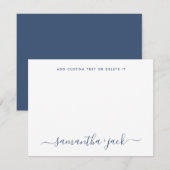 Navy Blue Stylish Script Elegant Minimalist Mitteilungskarte (Vorne/Hinten)