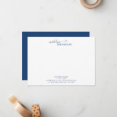 Navy Blue Stylish Script Typografy Business Mitteilungskarte (Vorderseite/Rückseite Beispiel)