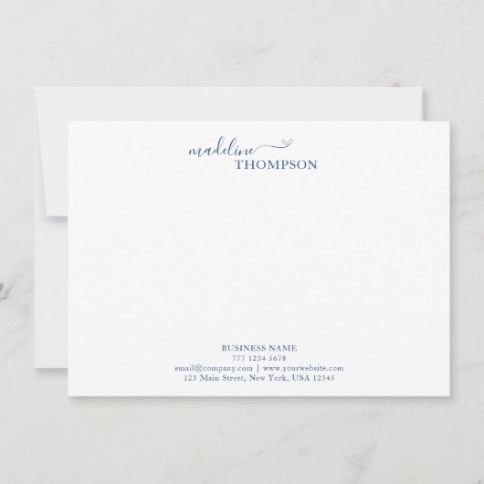 Navy Blue Stylish Script Typografy Business Mitteilungskarte (Vorderseite)