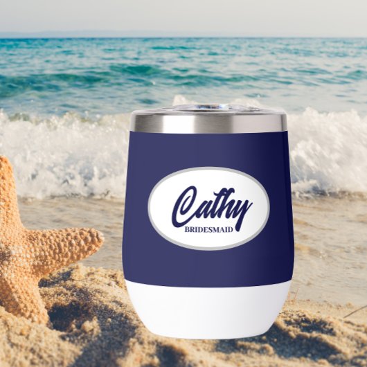 Navy Blue Stylized Name Wedding Bridesmaid