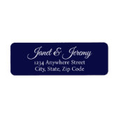 Navy Blue Stylized Name Wedding Rücksendeadresse (Vorne)