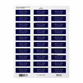 Navy Blue Stylized Name Wedding Rücksendeadresse (Vorne)