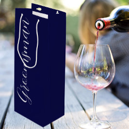 Navy Blue Stylized Script Wedding Trauzeuge Geschenktüte Für Weinflaschen