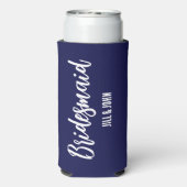 Navy Blue Stylized Wedding Bridesmaid Selters Dosenkühler (Seltzer Rückseite)