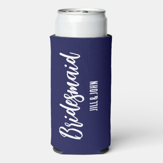 Navy Blue Stylized Wedding Bridesmaid Selters Dosenkühler (Seltzer Rückseite)