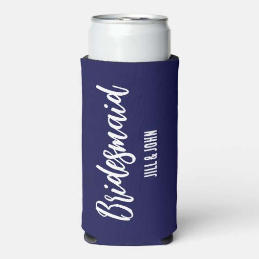 Navy Blue Stylized Wedding Bridesmaid Selters Dosenkühler (Seltzer Vorderseite)