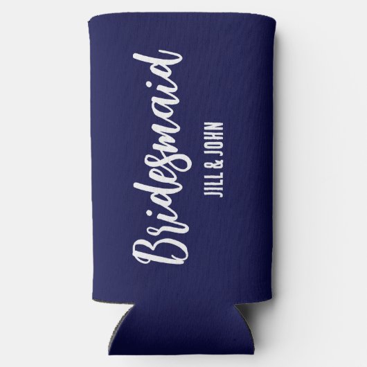 Navy Blue Stylized Wedding Bridesmaid Selters Dosenkühler (Rückseite)