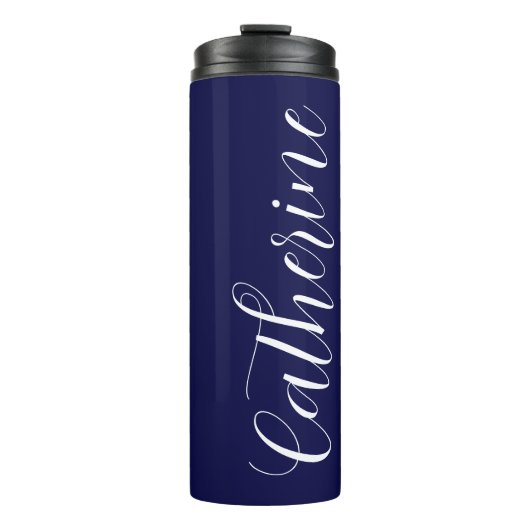 Navy Blue Stylized Wedding Bridesmaid Thermosbecher (Vorderseite)