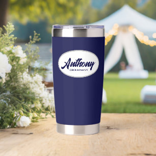 Navy Blue Stylized Wedding Trauzeuge Thermobecher