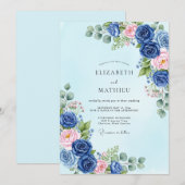 Navy Blue Sublime Botanical Spring Wedding Einladung (Vorne/Hinten)