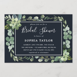 Navy Blue Succulator Brautparty Einladung