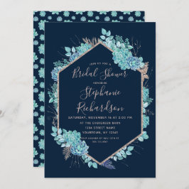 Navy Blue Succulents Bridal Dusche Einladung