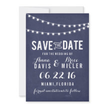 Navy Blue Summer String Light Save the Date