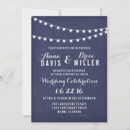 Navy Blue Summer String Light Wedites Einladung