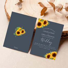 Navy Blue Sunflower Boho Wedding Einladung