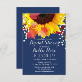 Navy Blue Sunflower Brautparty Einladung