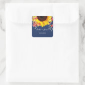 Navy Blue Sunflower Custom Wedding Stickers (Tasche)