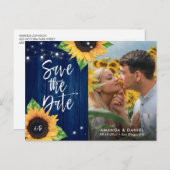 Navy Blue Sunflower Foto Postkarte (Vorne/Hinten)