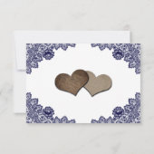 Navy Blue Sunflower Lace Wedding Meal Choice RSVP Karte (Rückseite)