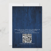 Navy Blue Sunflower Rustic Budget QR Code Wedding Einladung (Rückseite)
