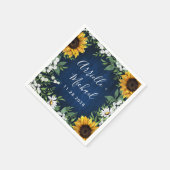 Navy Blue Sunflower Rustic Country Wedding Napkins Serviette (Ecke)