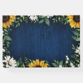 Navy Blue Sunflower Rustic Wedding Guest Book Gästebuch (Rückseite)