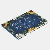 Navy Blue Sunflower Rustic Wedding Guest Book Gästebuch (Ecke)