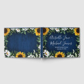 Navy Blue Sunflower Rustic Wedding Guest Book Gästebuch (Voll)
