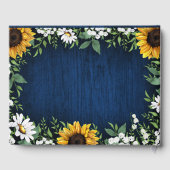 Navy Blue Sunflower Rustic Wedding Guest Book Gästebuch (Rückseite)