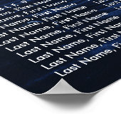 Navy Blue Sunflower Rustic Wood Seating Chart 12 Poster (Ecke)