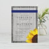 NAVY BLUE & SUNFLOWER WEDING EINLADUNG (Stehend Vorderseite)